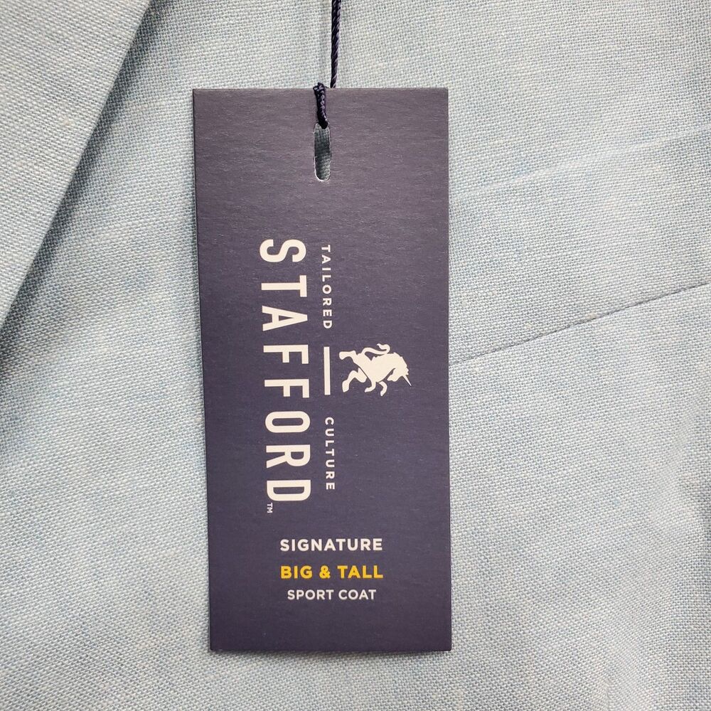 STAFFORD Signature Mens Sky Blue Sport Coat Blazer Size 54R  Big & Tall NWT - Picture 9 of 9